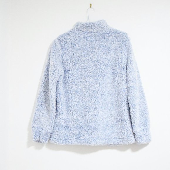 NEW Light Blue Fluffy Cloud Fleece Quarter Zip Pullover Sherpa Jacket | Size M - Picture 8 of 12